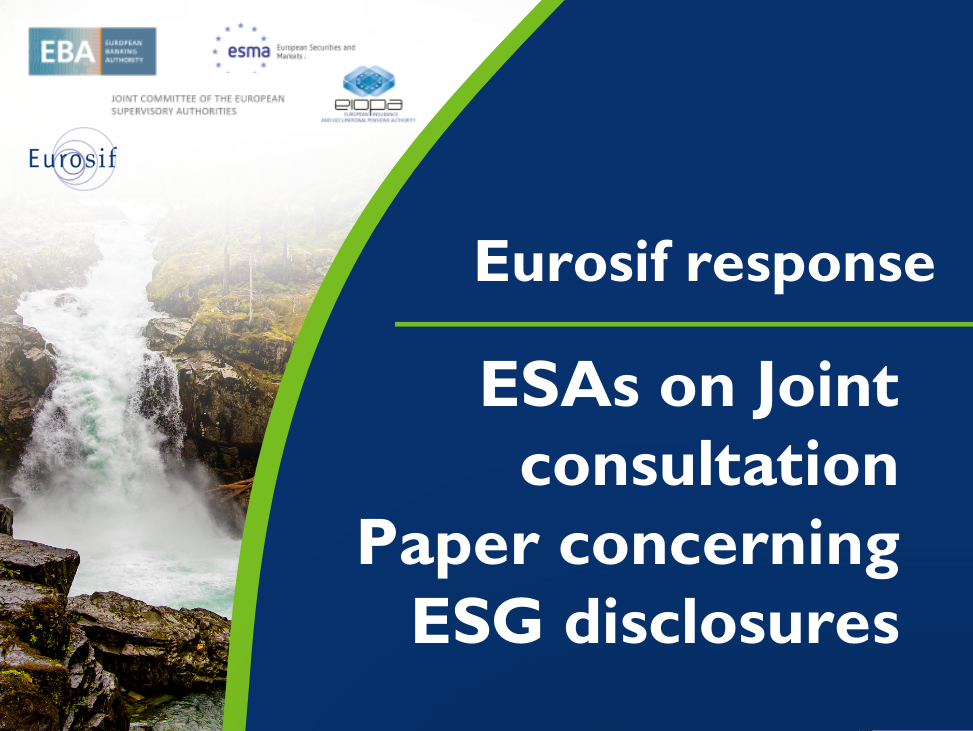 Eurosif response to the ESAs on Joint Consultation Paper concerning ESG disclosures