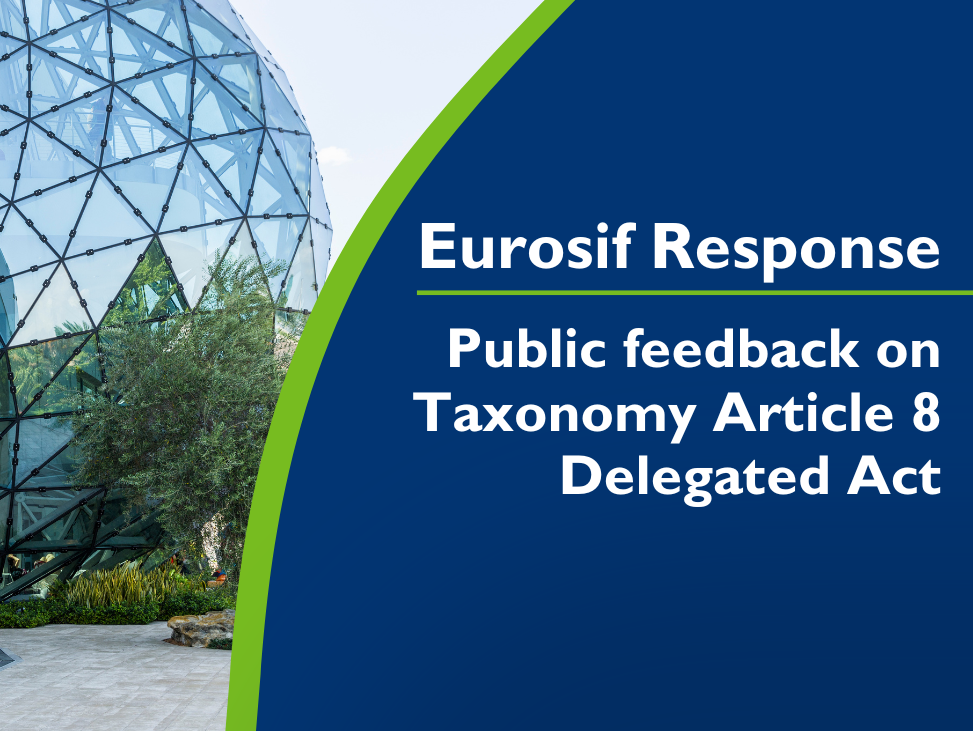 Eurosif gives public feedback on Taxonomy Article 8 Delegated Act