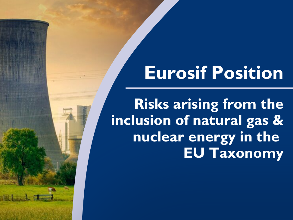 Eurosif statement on risks arising from inclusion of natural gas & nuclear energy in the EU Taxonomy